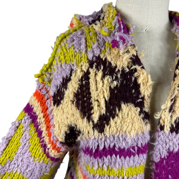 FREE PEOPLE Peggy Wool Blend Open Cardigan Sweater Sunshine Orchid Size XS Boho - Picture 4 of 10